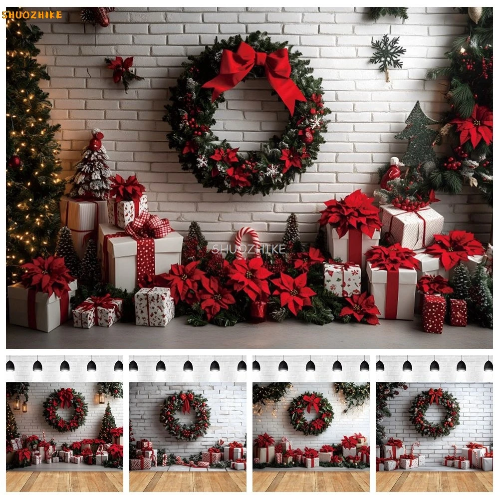 Christmas Wreath Gifts White Brick Wall Backdrop Baby Kids Portrait Xmas Party Photography Background Decor Photo Studio Props
Christmas Wreath Gifts White Brick Wall Backdrop Baby Kids Portrait Xmas Party Photography Background Decor Photo Studio Props