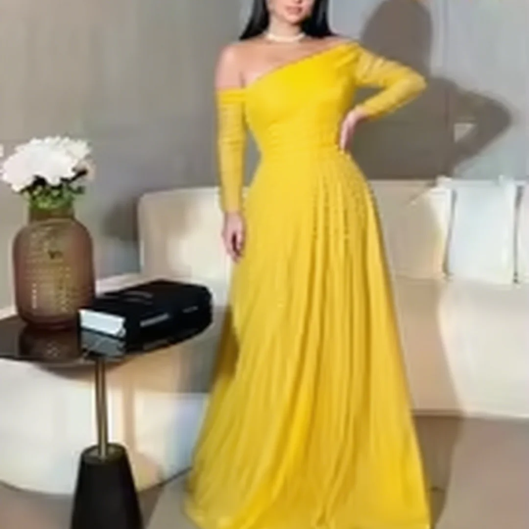 Customized single-shoulder detachable sleeve evening dress, A-line style, women's formal ball gown, party dress
Customized single-shoulder detachable sleeve evening dress, A-line style, women's formal ball gown, party dress