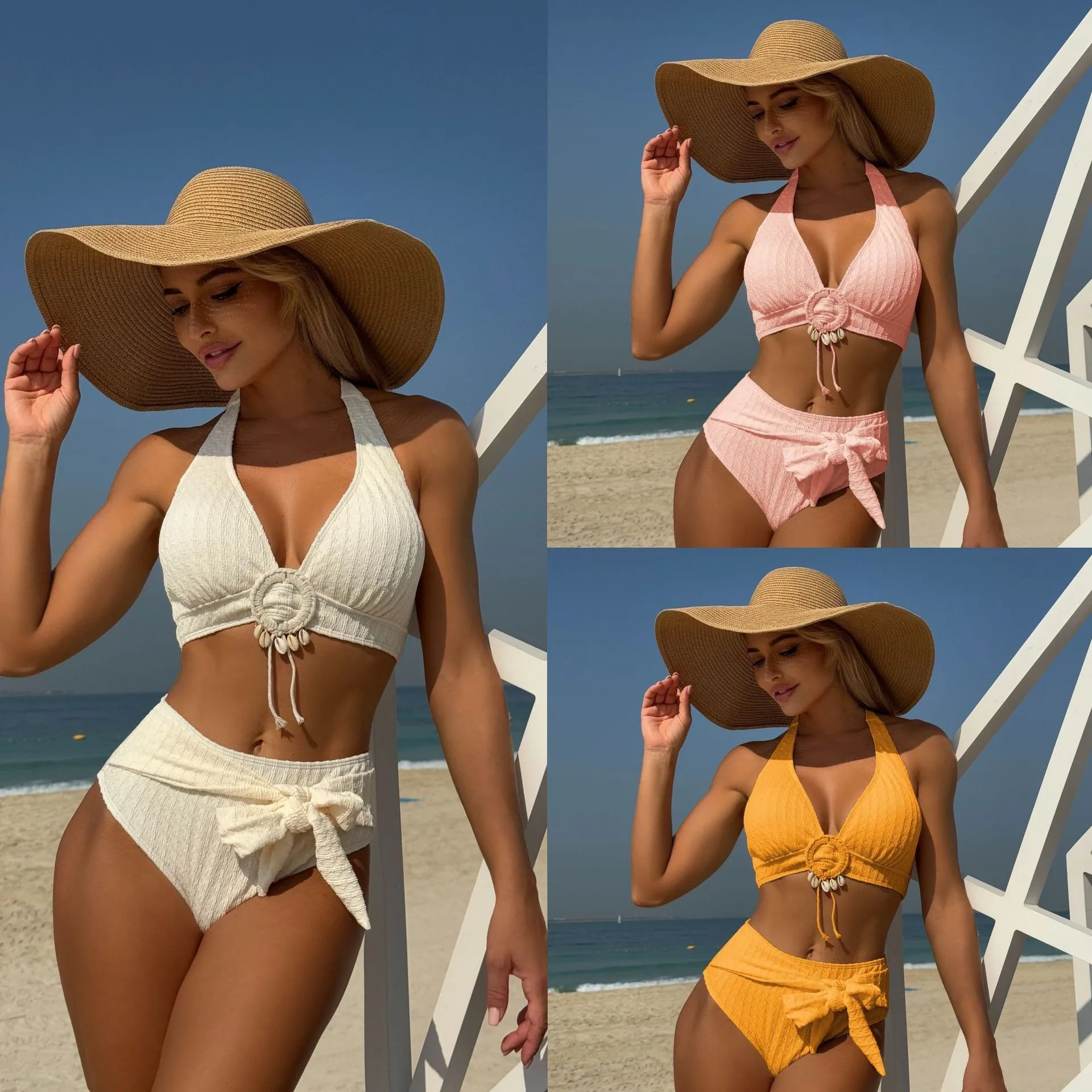 Swimwear 2026 Bikini Women Halter Top High Waisted Bottom Bikinis Tie Front Cream Swimsuit Side Tie Waist Two Piece Swimsuit V
Swimwear 2026 Bikini Women Halter Top High Waisted Bottom Bikinis Tie Front Cream Swimsuit Side Tie Waist Two Piece Swimsuit V