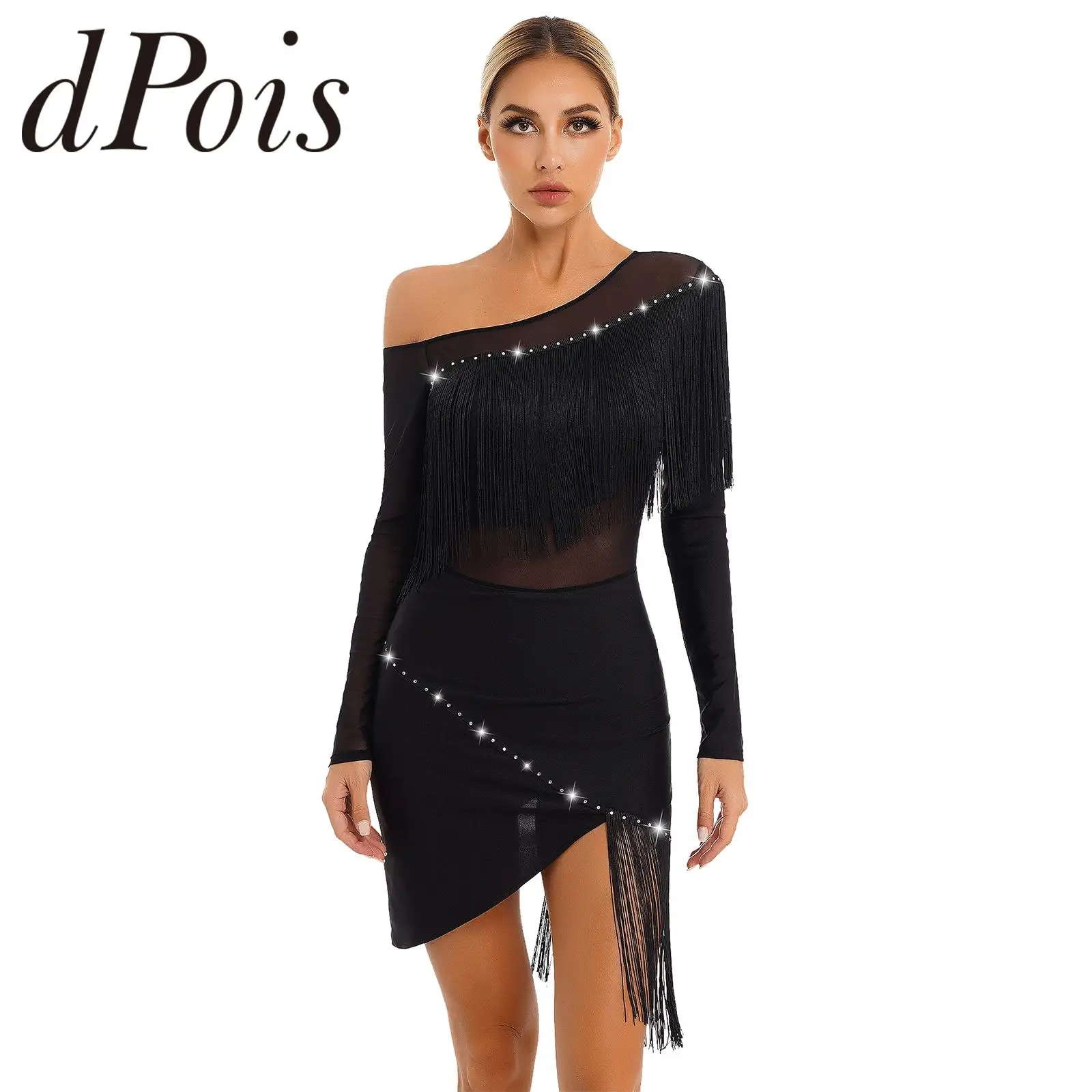 Womens Tassels Latin Dance Costume Long Sleeve Split Fringed Tango Salsa Rumba Samba Cha Cha Dancing Dress Modern Dancewear
Womens Tassels Latin Dance Costume Long Sleeve Split Fringed Tango Salsa Rumba Samba Cha Cha Dancing Dress Modern Dancewear
