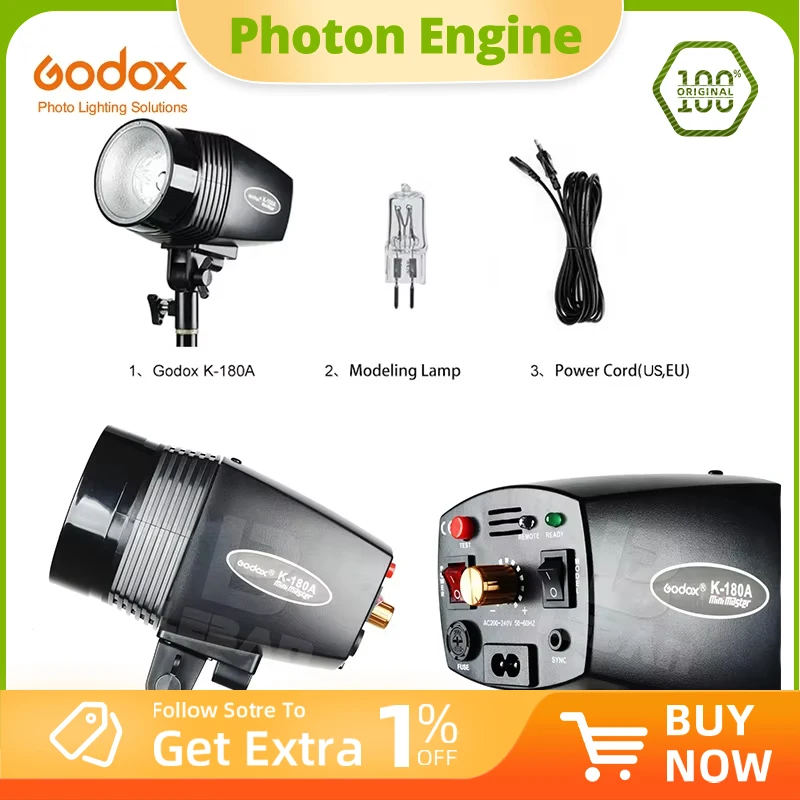Godox 180Ws Mini Flash Light K-180A Photography Portable Master Studio Flash Lighting
Godox 180Ws Mini Flash Light K-180A Photography Portable Master Studio Flash Lighting
