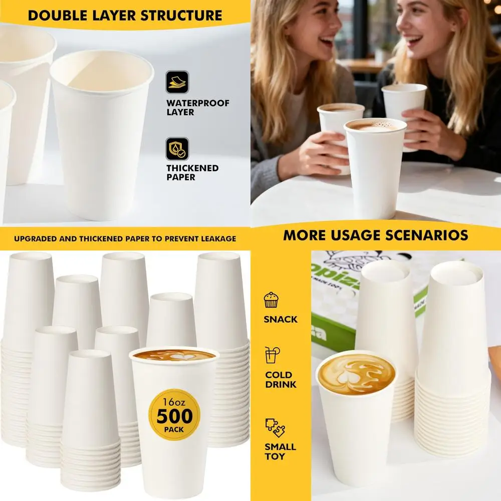 500 Pack of 16 oz Disposable Paper Coffee Cups - Perfect for Takeout, Travel, and Office Use
500 Pack of 16 oz Disposable Paper Coffee Cups - Perfect for Takeout, Travel, and Office Use
