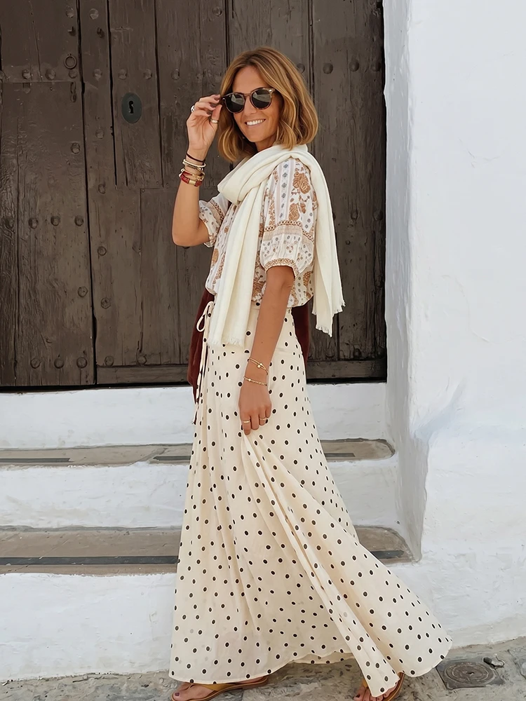 HH Minimalist Elegant White Polka Dot Skirt Drawstring High Waist Tiered A Line Skirt Summer Business Casual Office Weekend Wear
HH Minimalist Elegant White Polka Dot Skirt Drawstring High Waist Tiered A Line Skirt Summer Business Casual Office Weekend Wear