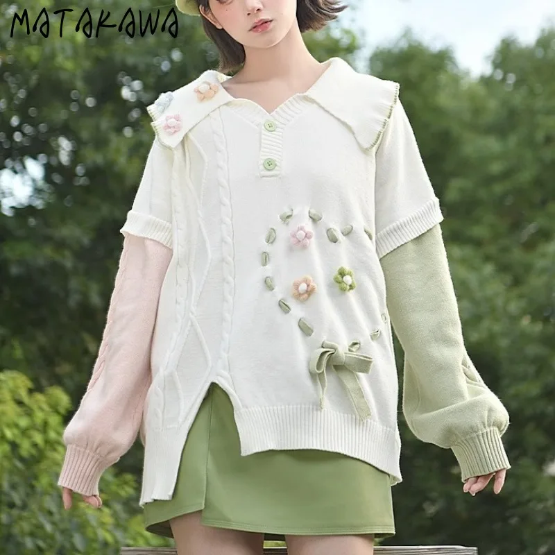 Matakawa милые цветы женские свитера в японском стиле Kawaii банты пуловеры для девочек осень зима милые элегантные Pull Femme
Matakawa милые цветы женские свитера в японском стиле Kawaii банты пуловеры для девочек осень зима милые элегантные Pull Femme