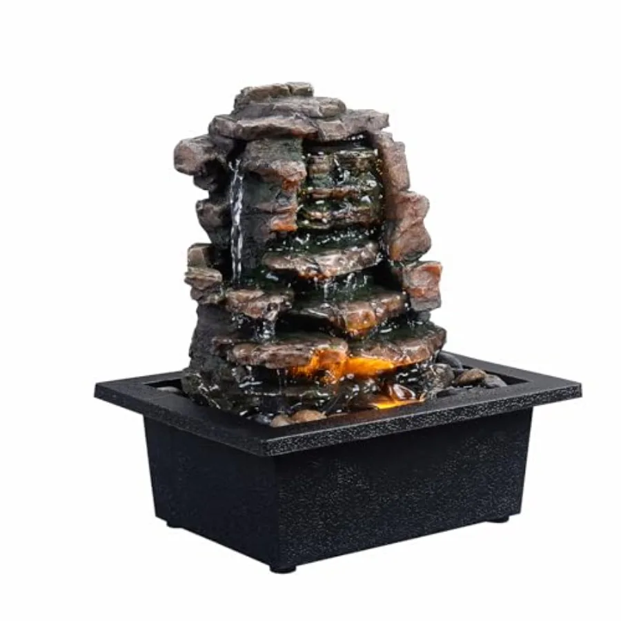 Meditation Waterfall Fountain with LED Lights Indoor Tabletop Water Fountain Decorated with Natural River Rocks Office and Home
Meditation Waterfall Fountain with LED Lights Indoor Tabletop Water Fountain Decorated with Natural River Rocks Office and Home