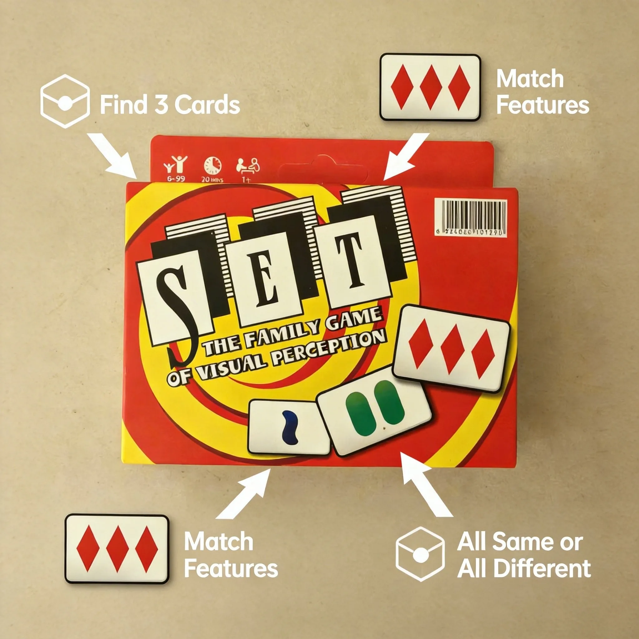 SET Visual Perception Card Game - Fast-Paced Family Brain Training Game for Ages 6+, Enhances Pattern Recognition & Logical Thin
SET Visual Perception Card Game - Fast-Paced Family Brain Training Game for Ages 6+, Enhances Pattern Recognition & Logical Thin