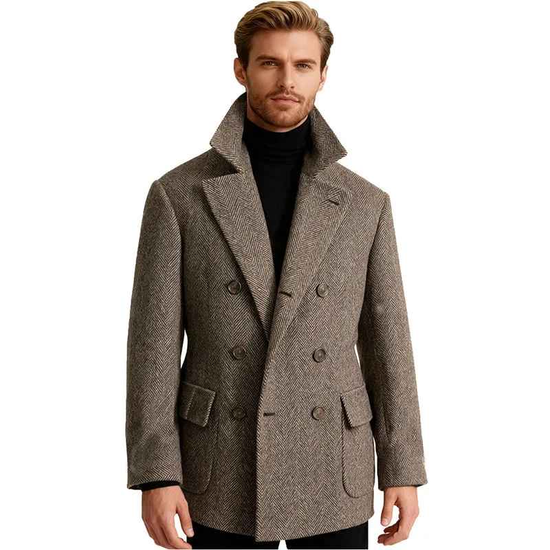 Autumn Man Suit Coat Double Breasted Woolen Herringbone Blazer Fashionable Casual Business Short Jacket
Autumn Man Suit Coat Double Breasted Woolen Herringbone Blazer Fashionable Casual Business Short Jacket