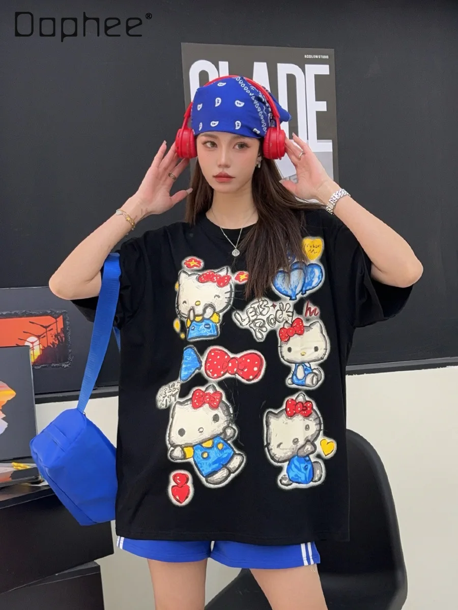 European Cartoon Animation Graffiti Printing Loose Casual Medium Length Round Neck Half-sleeved T-shirt Women Cartoon Tops
European Cartoon Animation Graffiti Printing Loose Casual Medium Length Round Neck Half-sleeved T-shirt Women Cartoon Tops