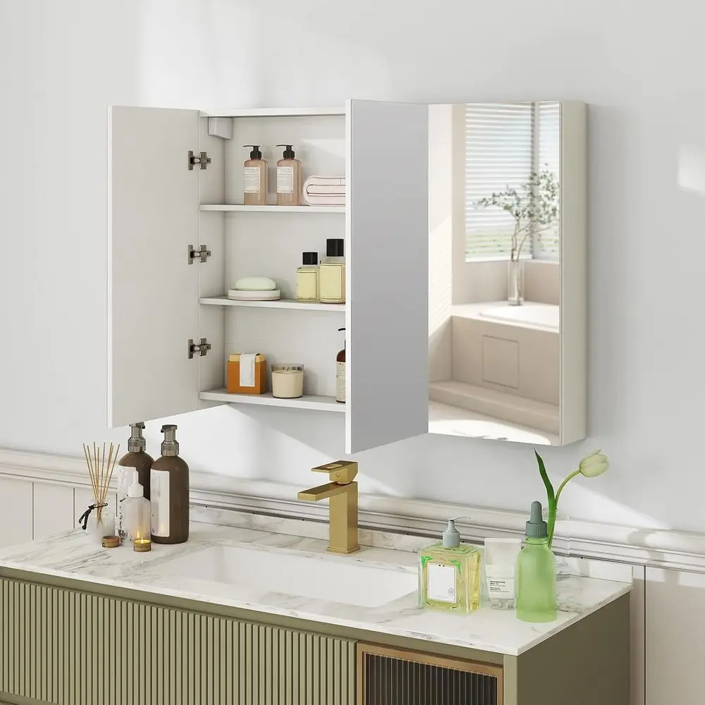 34.5 Wide Wall-Mounted Mirrored Medicine Cabinet with 3 Doors for Bathroom Storage
34.5 Wide Wall-Mounted Mirrored Medicine Cabinet with 3 Doors for Bathroom Storage