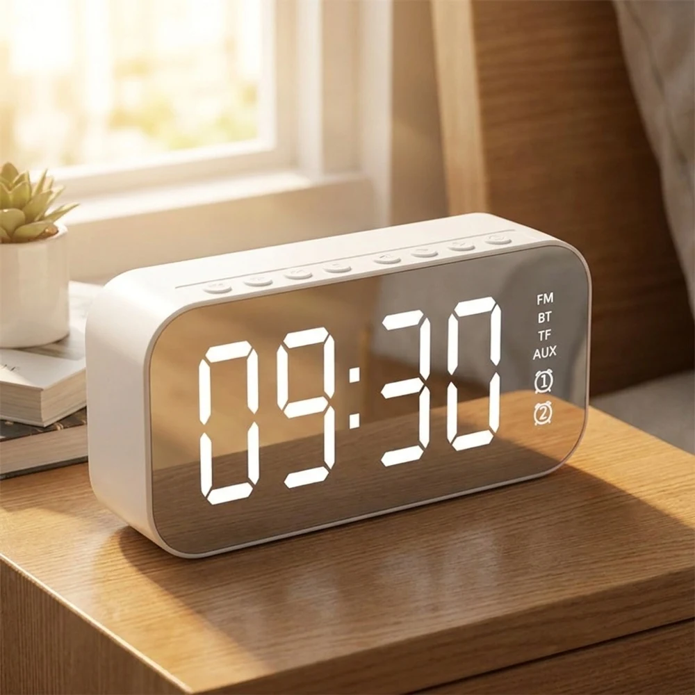 Large LED Mirror Screen Alarm Clock Portable Digital Display Smart Dual Alarm Clock with Wireless Charging FM Bluetooth TF AUX F
Large LED Mirror Screen Alarm Clock Portable Digital Display Smart Dual Alarm Clock with Wireless Charging FM Bluetooth TF AUX F