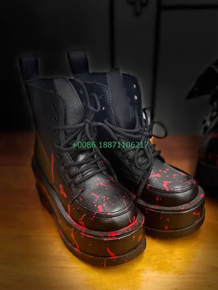 Thick Sole Punk Women's Motorcycle Boots 2024 New Round Street Rock Blood Splash Lace-Up Ankle Boots Fashion Sports Casual Boots
Thick Sole Punk Women's Motorcycle Boots 2024 New Round Street Rock Blood Splash Lace-Up Ankle Boots Fashion Sports Casual Boots