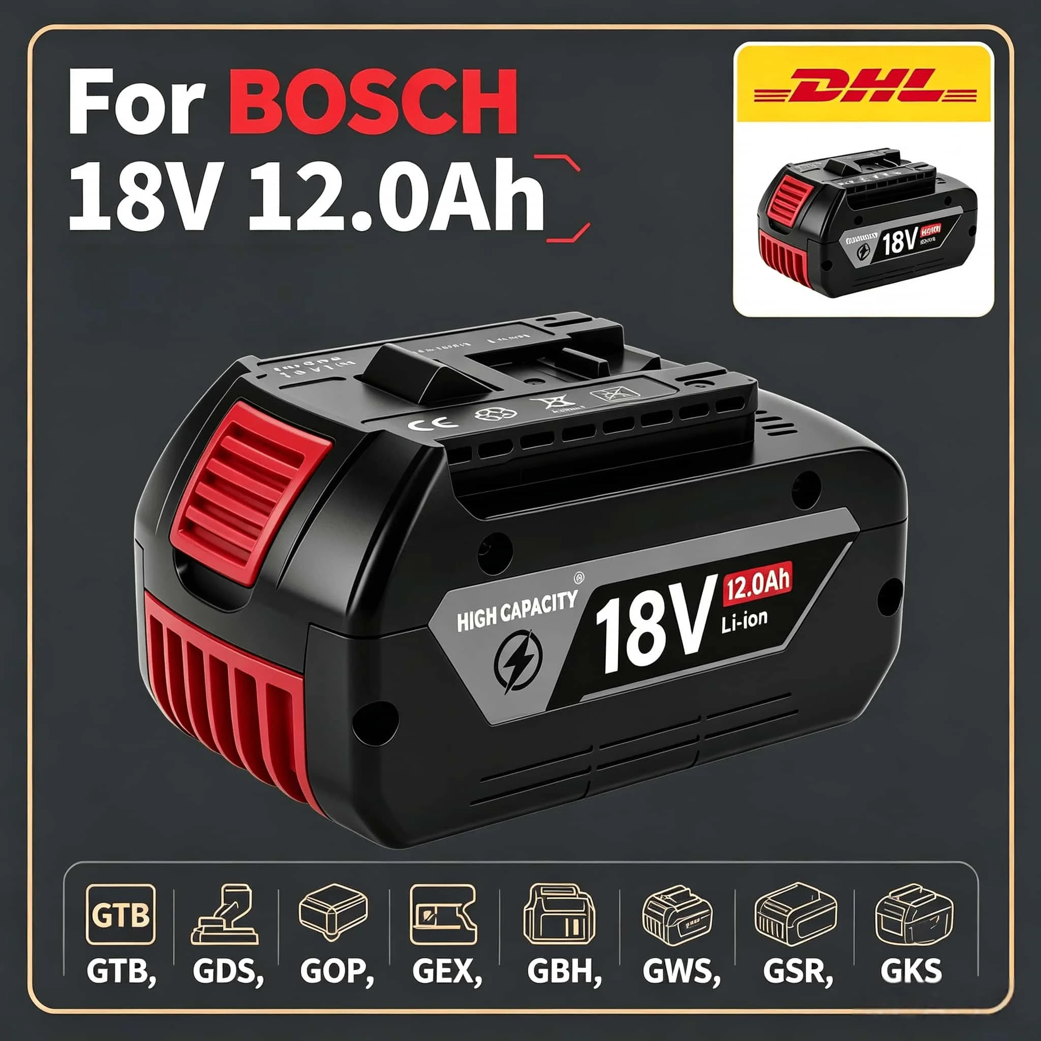 For Bosch Battery 18V GBA18V6.0 8.0Ah Suit GSR18V-55 GDR18V, Compact Lithium Cell for Bosch 18V Hand Drill Tools
For Bosch Battery 18V GBA18V6.0 8.0Ah Suit GSR18V-55 GDR18V, Compact Lithium Cell for Bosch 18V Hand Drill Tools