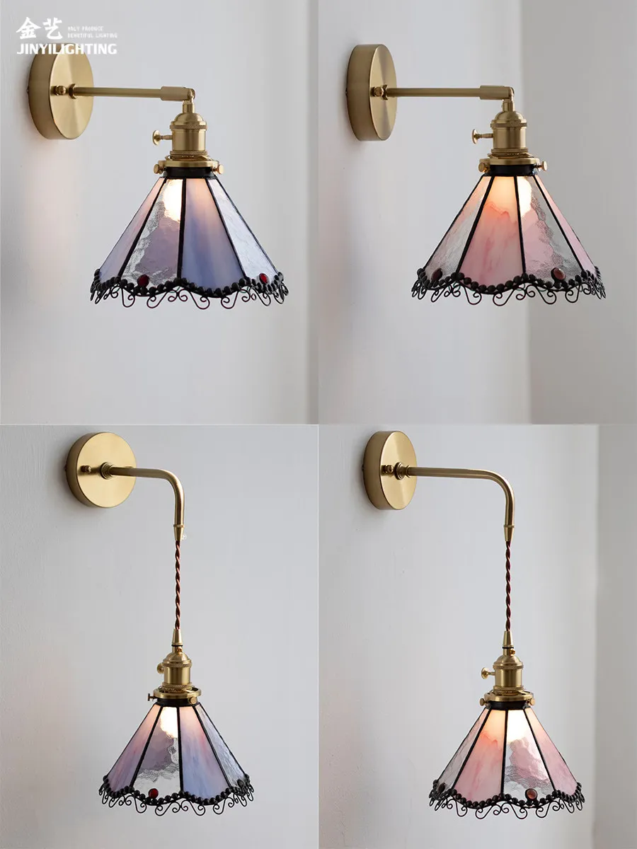 Japanese retro handmade glass wall lamp Republic of China style nostalgic homestay bedroom bedside brass colored lamp
Japanese retro handmade glass wall lamp Republic of China style nostalgic homestay bedroom bedside brass colored lamp