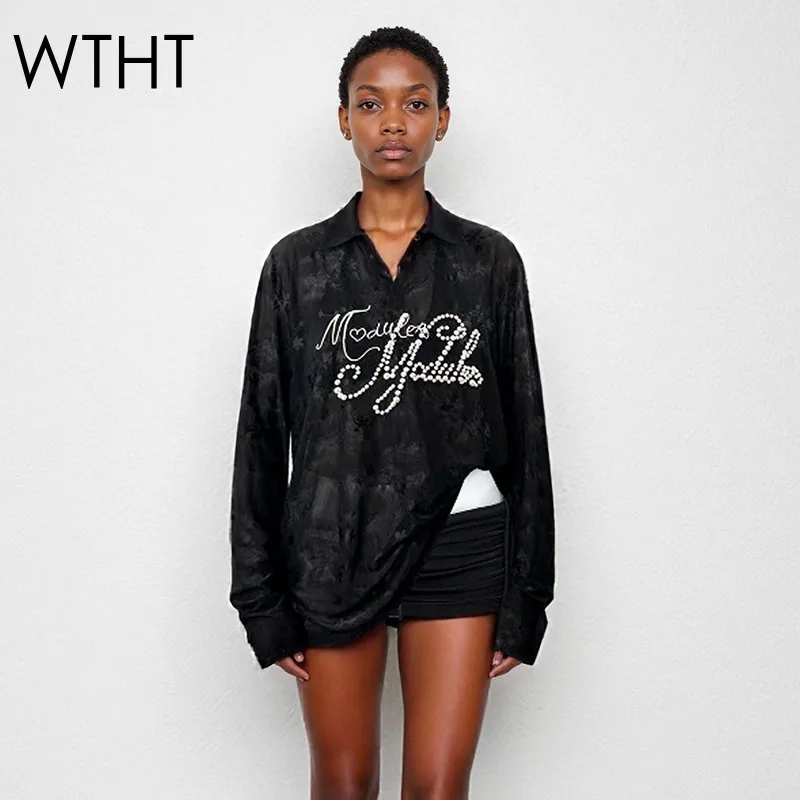 WTHT Trendy New Women's Spliced Pearl Letter Gauze T-shirt 2025 Summer Fashion Lapel Long Sleeves Loose Blouse Female 1LS2355
WTHT Trendy New Women's Spliced Pearl Letter Gauze T-shirt 2025 Summer Fashion Lapel Long Sleeves Loose Blouse Female 1LS2355