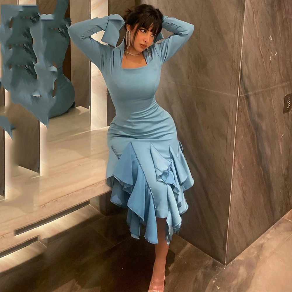 CustomizedLong Sleeve Solid Color Party Dress Square Neck Ruffles Temperament Prom Gown Sexy Muslim Clothing فساتين مناسبة رسمية
CustomizedLong Sleeve Solid Color Party Dress Square Neck Ruffles Temperament Prom Gown Sexy Muslim Clothing فساتين مناسبة رسمية