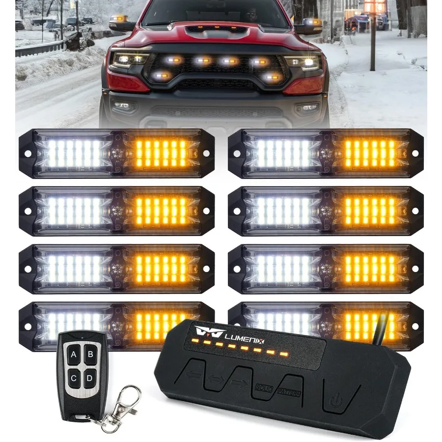 Комплекты светодиодных стробоскопов высокой интенсивности для грузовиков с контроллером, 8 шт., аварийные мигающие сигнальные огни для поверхностного монтажа для 
Комплекты светодиодных стробоскопов высокой интенсивности для грузовиков с контроллером, 8 шт., аварийные мигающие сигнальные огни для поверхностного монтажа для