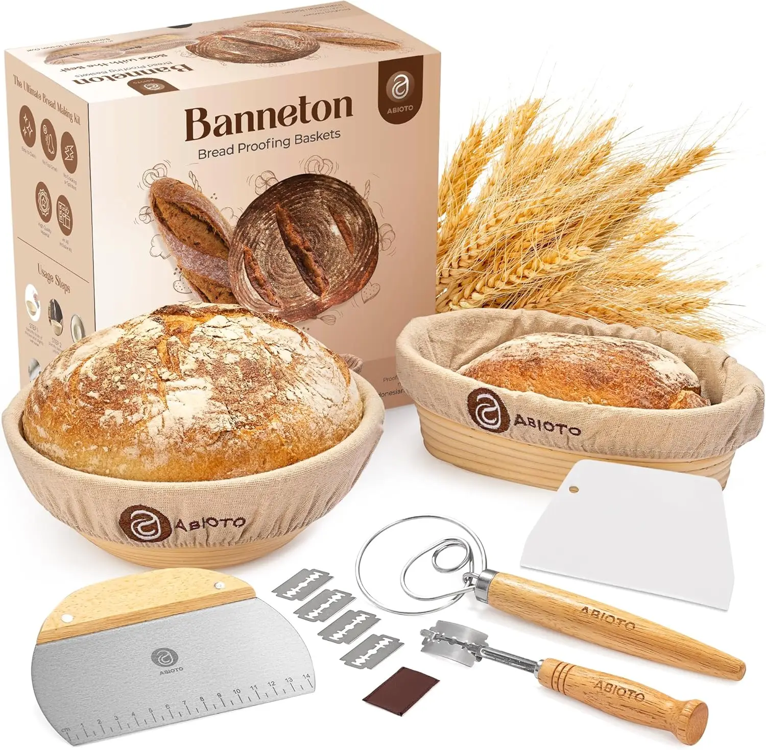 Sourdough Baking Kit with 9" Round & 10" Oval Proofing Baskets - Essential Bread Making Tools for Home Bakers
Sourdough Baking Kit with 9" Round & 10" Oval Proofing Baskets - Essential Bread Making Tools for Home Bakers