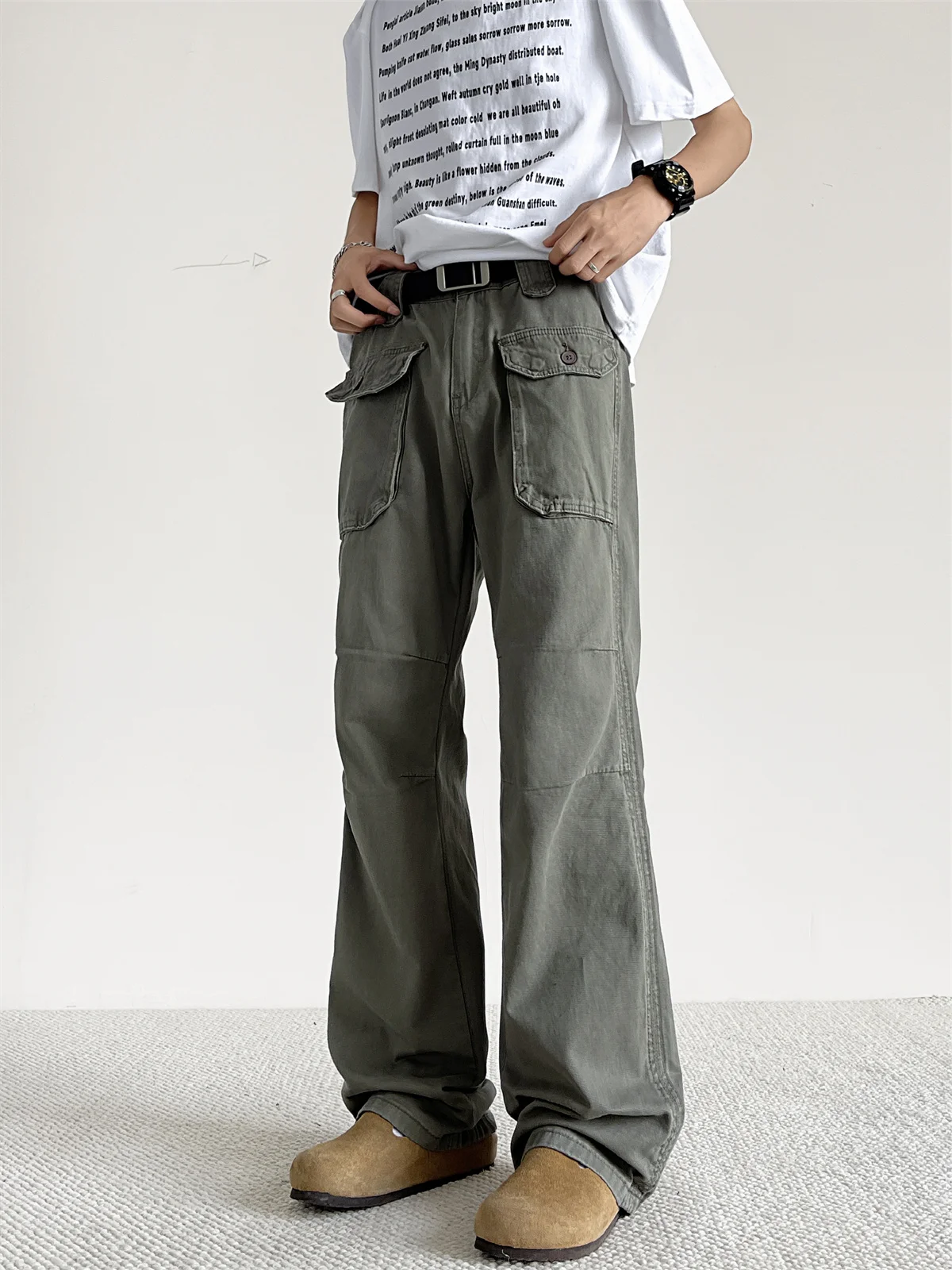 American Vibe Retro Loose Fit Cotton Workwear Jeans Men's Faion High Street Small Cro Bell Bot Long Trousers
American Vibe Retro Loose Fit Cotton Workwear Jeans Men's Faion High Street Small Cro Bell Bot Long Trousers