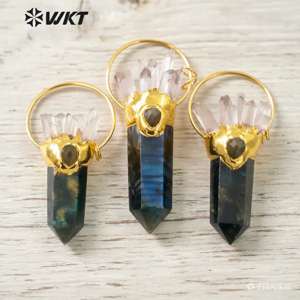 WT-P1585 Gorgeous Crystal Big Statement Stone Pendants Natural Spirit Point Amazing Energy Labradorite Point Pendant
WT-P1585 Gorgeous Crystal Big Statement Stone Pendants Natural Spirit Point Amazing Energy Labradorite Point Pendant