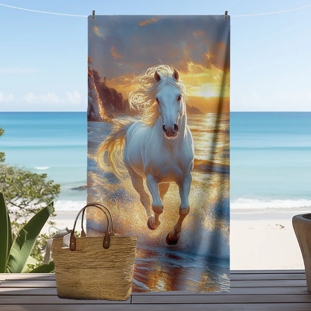 Running Horse Beach Towel - Soft, Absorbent, Camping & Summer Outings - Modern Design with Vibrant Galloping Horse Print
Running Horse Beach Towel - Soft, Absorbent, Camping & Summer Outings - Modern Design with Vibrant Galloping Horse Print