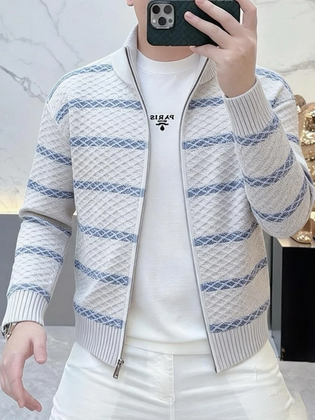 Striped Color Blo Men's Knitted Sweater Casual Sle Spring Autumn Zipper Closure Long Sve Soft Polyester Blend Jaet
Striped Color Blo Men's Knitted Sweater Casual Sle Spring Autumn Zipper Closure Long Sve Soft Polyester Blend Jaet