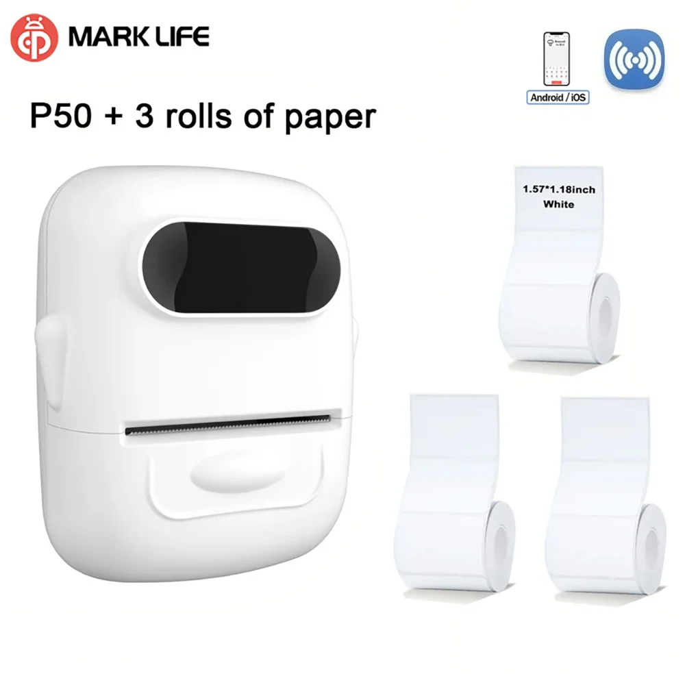 Беспроводной принтер для этикеток Marklife P50, бесчернильный термопринтер для изготовления этикеток с синим зубом, машина для изготовления наклеек для клейких этикеток, сделай сам, узор, штрих-код
Беспроводной принтер для этикеток Marklife P50, бесчернильный термопринтер для изготовления этикеток с синим зубом, машина для изготовления наклеек для клейких этикеток, сделай сам, узор, штрих-код