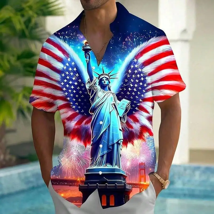 Mens Statue Of Liberty 3D Print Patriotic Short Sleeve Button Up Shirt Summer Casual Turn-Down Collar
Mens Statue Of Liberty 3D Print Patriotic Short Sleeve Button Up Shirt Summer Casual Turn-Down Collar