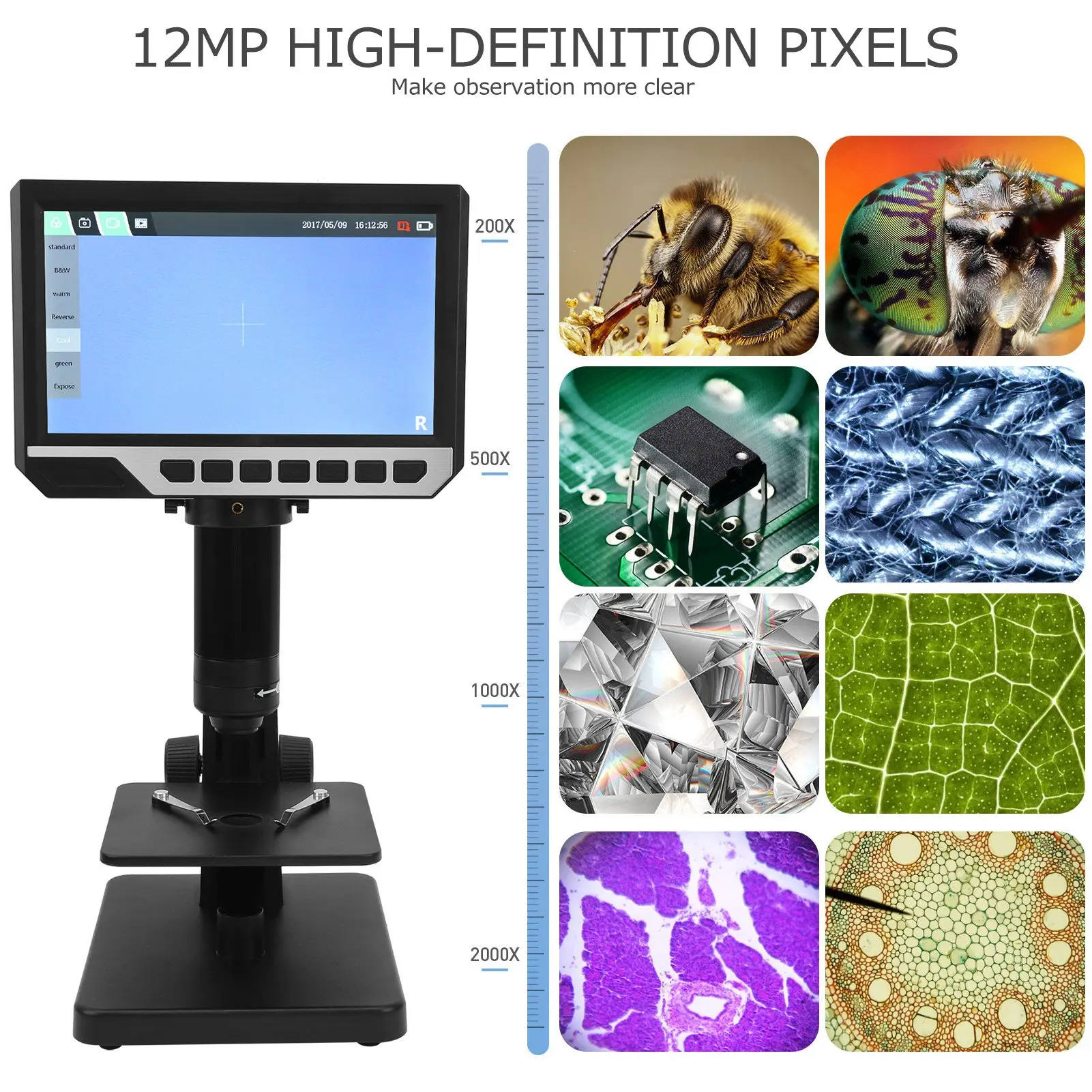 12MP Microscope Display 2000X Industrial Digital Microscope for Circuit Board Repairing Digital Microscope Digital Microscope
12MP Microscope Display 2000X Industrial Digital Microscope for Circuit Board Repairing Digital Microscope Digital Microscope