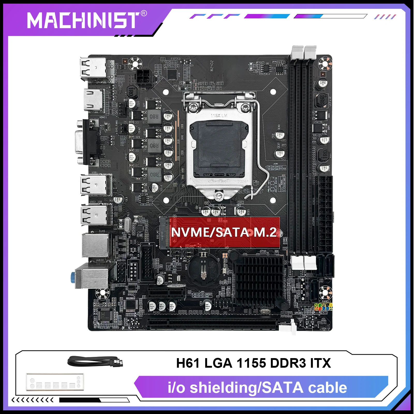MACHINIST H61 Motherboard LGA 1155 Desktop Motherboards Support DDR3 RAM With NVME/SATA M.2 Interface USB2.0 SATA2.0
MACHINIST H61 Motherboard LGA 1155 Desktop Motherboards Support DDR3 RAM With NVME/SATA M.2 Interface USB2.0 SATA2.0