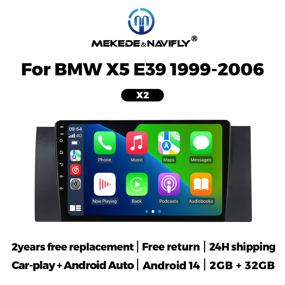 Navifly 4 Core 32GB For BMW X5 E39 1999 2000-2006 Android 14 Car FM Radio Multimedia Players Wireless Carplay Auto GPS 2 Din BT
Navifly 4 Core 32GB For BMW X5 E39 1999 2000-2006 Android 14 Car FM Radio Multimedia Players Wireless Carplay Auto GPS 2 Din BT