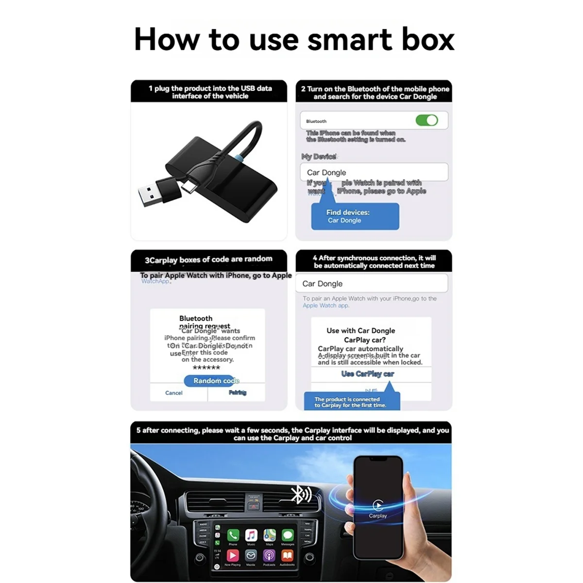 ABXHA 2 в 1, беспроводной адаптер CarPlay USB C Type-C Android Auto Dongle, проводной к беспроводному CarPlay для автомобильного радио
ABXHA 2 в 1, беспроводной адаптер CarPlay USB C Type-C Android Auto Dongle, проводной к беспроводному CarPlay для автомобильного радио