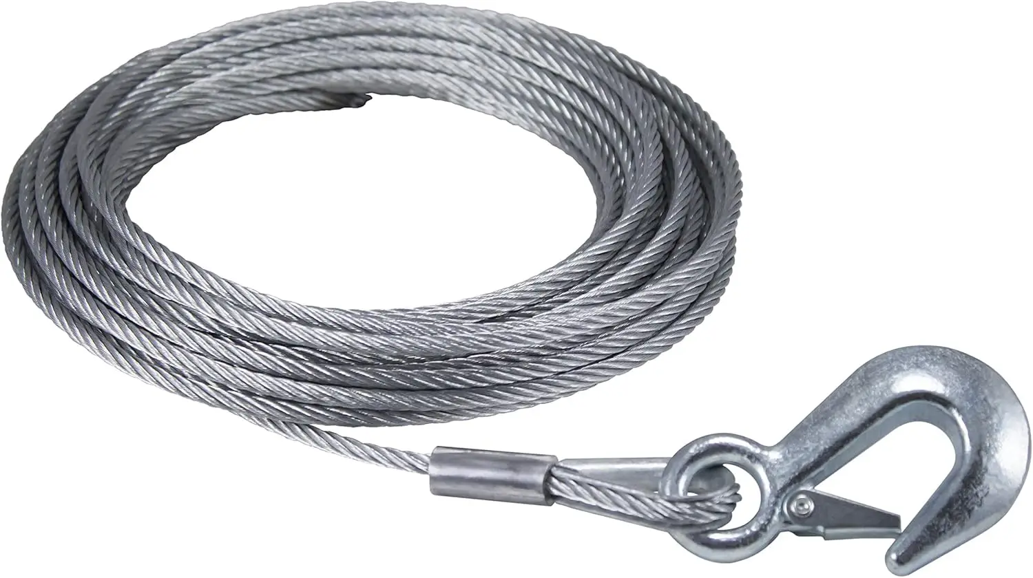 7/32" x 50" Galvanized Winch Cable with Hook, 7x19 Aircraft Cable for Boat Trailer, 7500 lb Tensile Strength, Marine-Grade
7/32" x 50" Galvanized Winch Cable with Hook, 7x19 Aircraft Cable for Boat Trailer, 7500 lb Tensile Strength, Marine-Grade