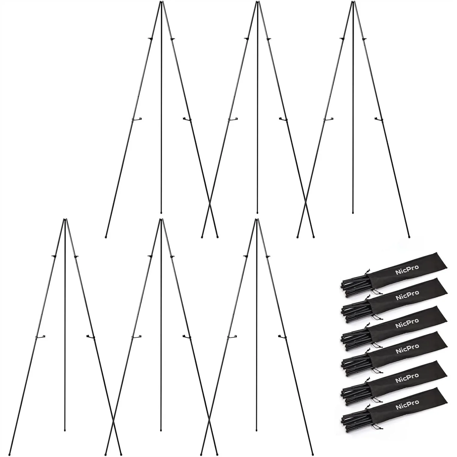 6 Pack 63 Inches Metal Floor Easel Stand Bulk Tripod Black Collapsible for Sign Artist Poster Wedding with Carry Bag
6 Pack 63 Inches Metal Floor Easel Stand Bulk Tripod Black Collapsible for Sign Artist Poster Wedding with Carry Bag
