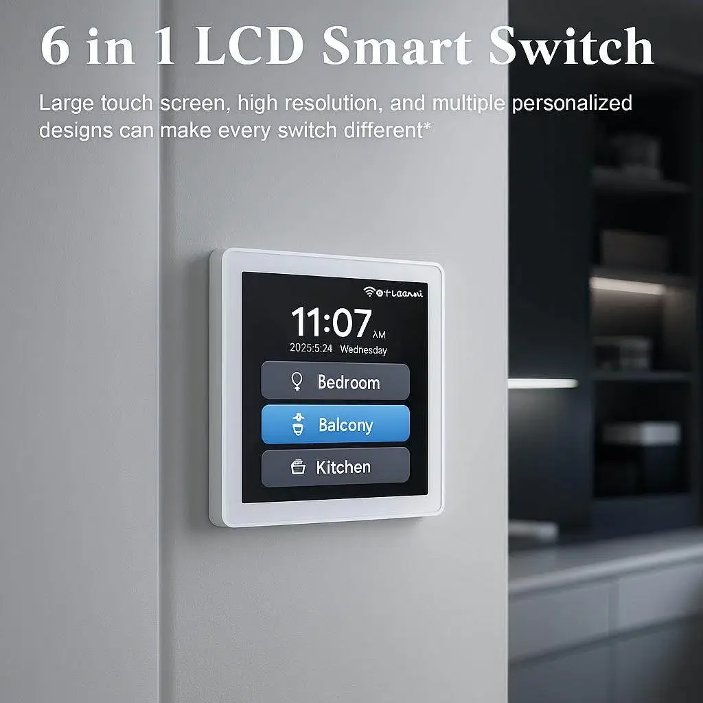 Tuya 6-In-1 Smart 4-Inch Screen Display Switch Zigbee European Standard Multifunctional And Multilingual Smart Curtain Switch