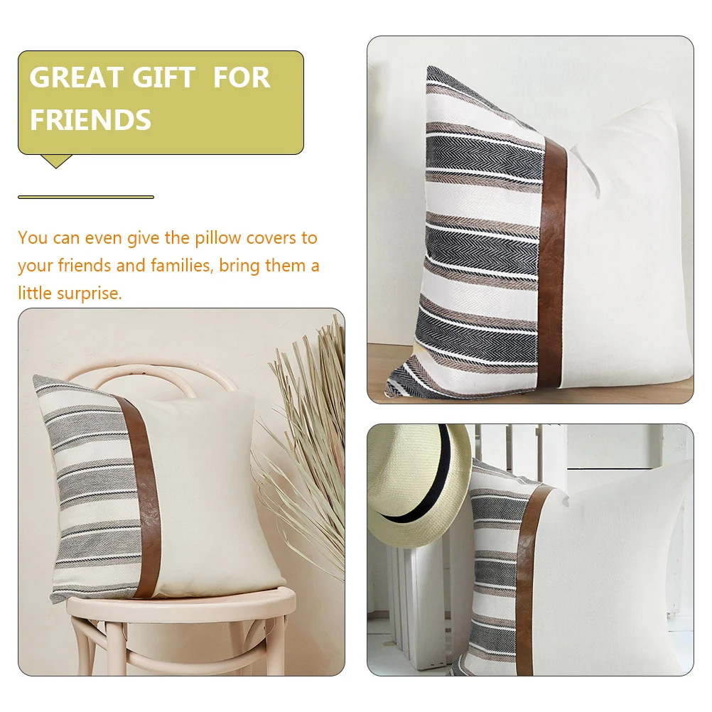 Stylish Stripe Pattern Pillowcase Modern Throw Pillow Cover Decorative White Pillows PU Material Comfortable Home Decor
Stylish Stripe Pattern Pillowcase Modern Throw Pillow Cover Decorative White Pillows PU Material Comfortable Home Decor