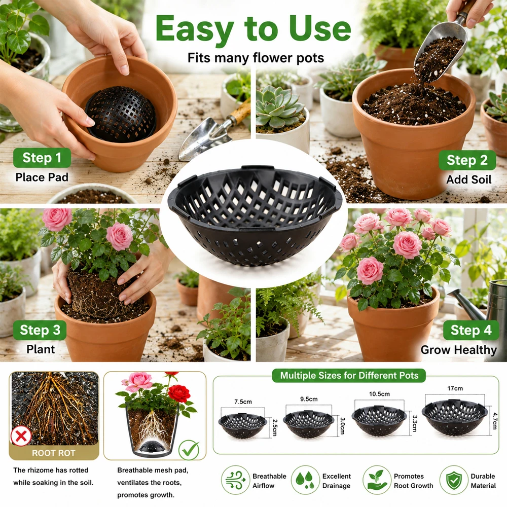5PCS round Flower Pot Drainage Mesh Breathable Pads Prevents Soil Leakage & Root Rot Reusable Succulent Planter Pads
5PCS round Flower Pot Drainage Mesh Breathable Pads Prevents Soil Leakage & Root Rot Reusable Succulent Planter Pads