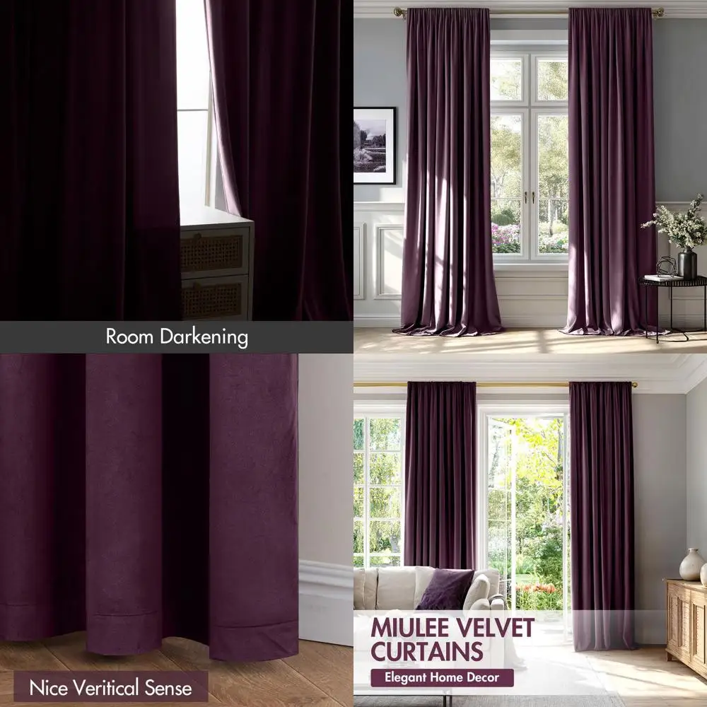Thermal Insulated Purple Orchid Velvet Curtains, 90 Blackout Panels for Bedrooms and Living Rooms, Set of 2
Thermal Insulated Purple Orchid Velvet Curtains, 90 Blackout Panels for Bedrooms and Living Rooms, Set of 2