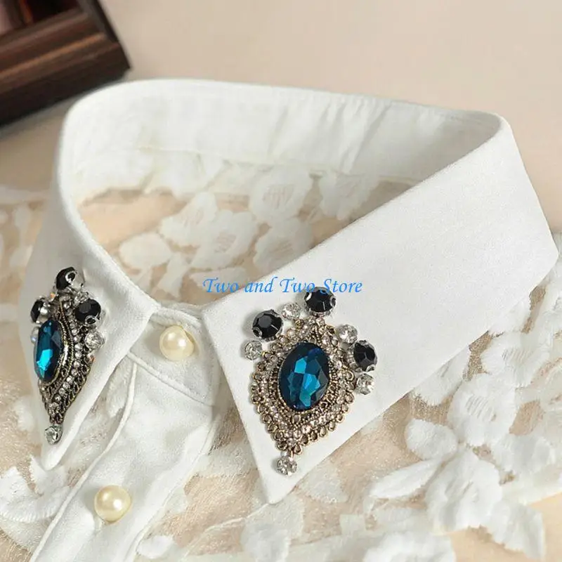 HX6F Women Faux Crystal Lapel Detachable Half-Shirt Imitation Pearls Lace Fake Collar
HX6F Women Faux Crystal Lapel Detachable Half-Shirt Imitation Pearls Lace Fake Collar