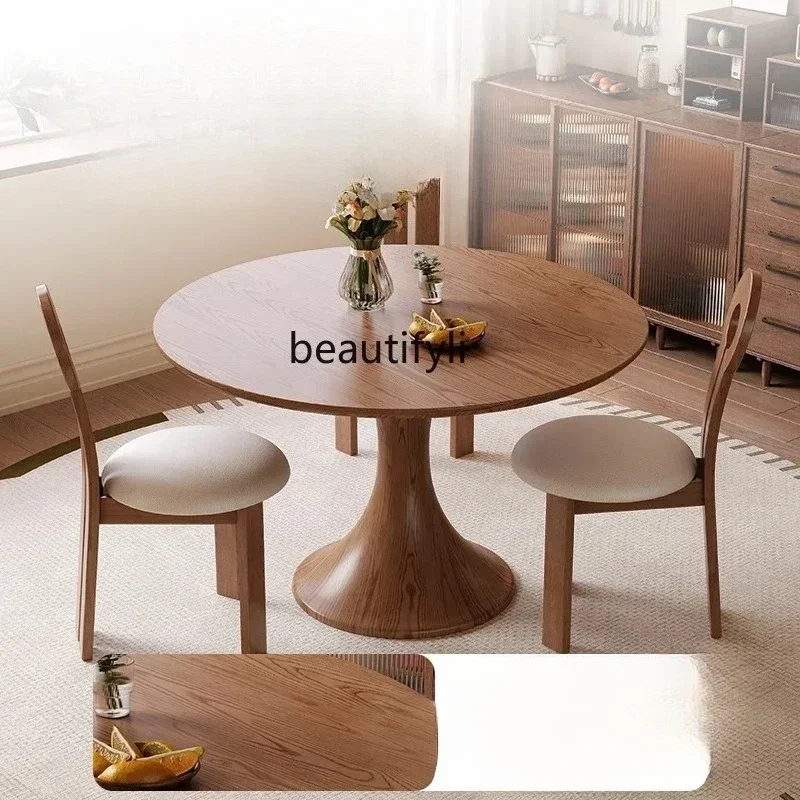 Ash wood walnut small round table solid wood dining table household small apartment round dining table C56
Ash wood walnut small round table solid wood dining table household small apartment round dining table C56