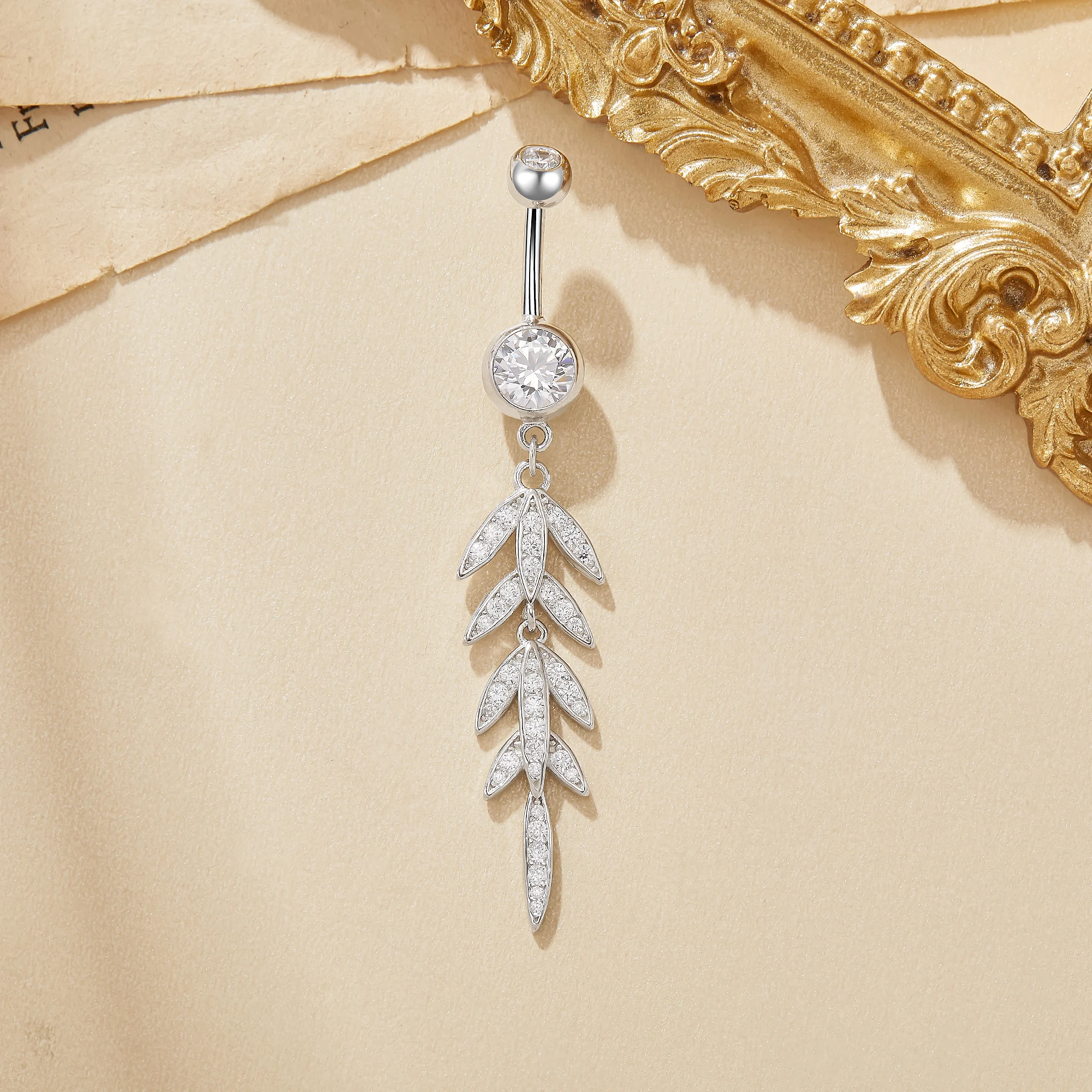 Leaf White CZ Stone Solid 925 Sterling Silver Belly Button Ring Belly Piercing Navel Bar Curved Barbell Navel Ring 6710028
Leaf White CZ Stone Solid 925 Sterling Silver Belly Button Ring Belly Piercing Navel Bar Curved Barbell Navel Ring 6710028