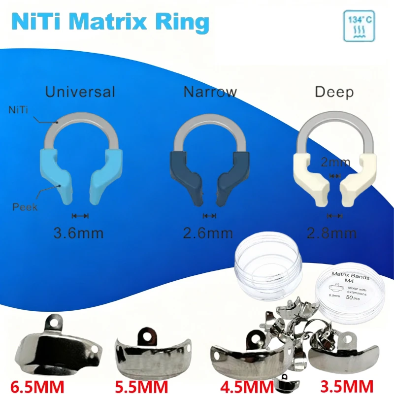 Dental Sectional NITI Matrix System Matrix Bands Metal Matrices Clamp Universal/narrow Clamping Ring Nickel Titanium Tools
Dental Sectional NITI Matrix System Matrix Bands Metal Matrices Clamp Universal/narrow Clamping Ring Nickel Titanium Tools