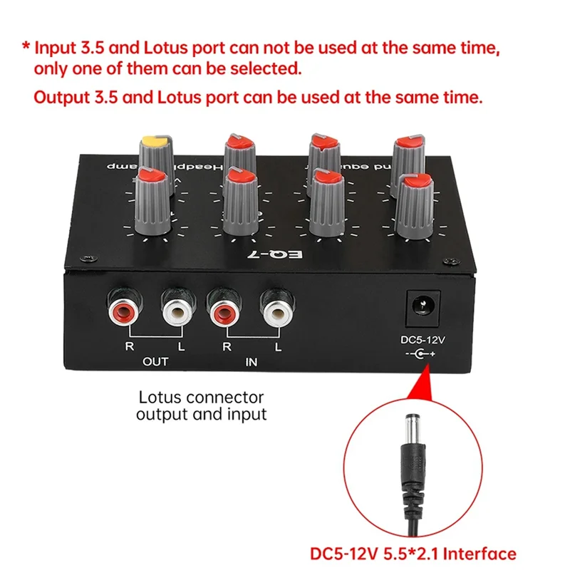 CABE-DC5-12V 7 Band Sound Equalizer High Medium Bass Adjustment Digital Equalizer Audio Adjustable Preamplifier For Earbuds
CABE-DC5-12V 7 Band Sound Equalizer High Medium Bass Adjustment Digital Equalizer Audio Adjustable Preamplifier For Earbuds