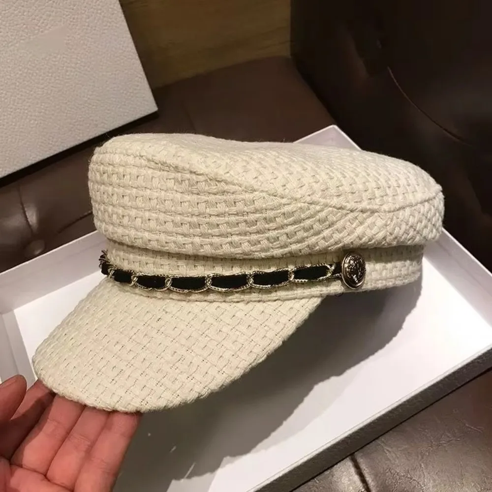 Fashion Spring/Autumn Women Beret Hat Adjustable Flat-Top Navy Cap Chain Decoration Octagonal Hat Duckbill Cap
Fashion Spring/Autumn Women Beret Hat Adjustable Flat-Top Navy Cap Chain Decoration Octagonal Hat Duckbill Cap