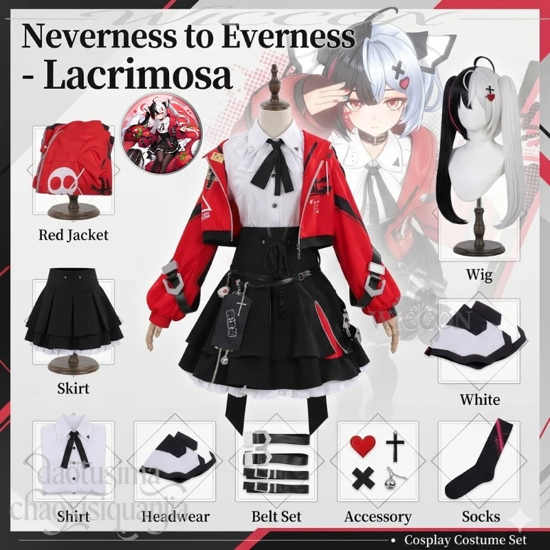 Lacrimosa Costume Y2K Punk Red Short Coat Black Dress Goth Lolita Jirai Kei Halloween Cosplay Anime Game Neverness To Everness
Lacrimosa Costume Y2K Punk Red Short Coat Black Dress Goth Lolita Jirai Kei Halloween Cosplay Anime Game Neverness To Everness