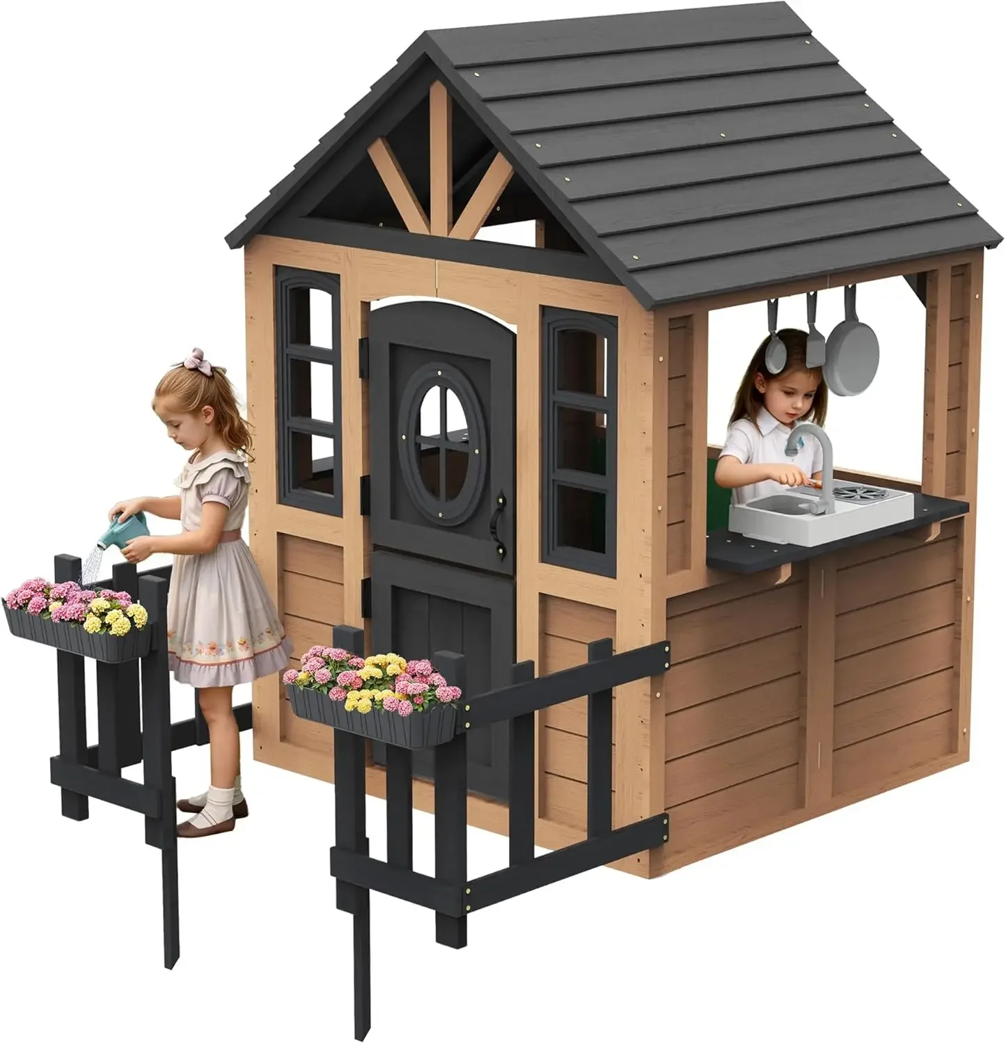 Albott Kids Outdoor Wooden Playhouse with Kitchen Set, Durable Wood Construction with Waterproof Roof & Rust-Resistant Hinges, P
Albott Kids Outdoor Wooden Playhouse with Kitchen Set, Durable Wood Construction with Waterproof Roof & Rust-Resistant Hinges, P