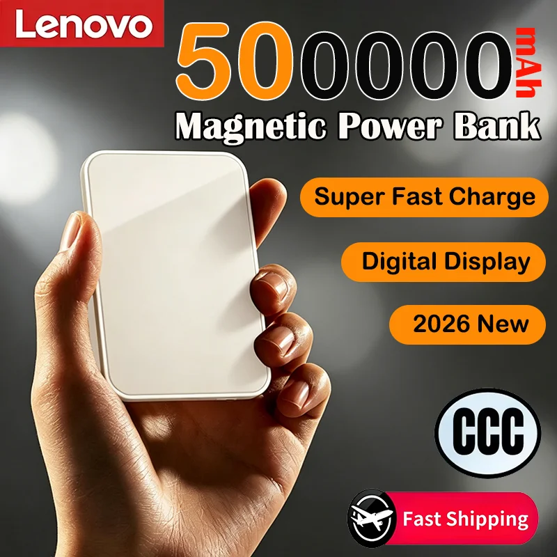 Lenovo 2026 New 50000mAh Magnetic Wireless Power Bank 22.5W PD Fast Charging Portable External Battery Pack for iPhone Samsung
Lenovo 2026 New 50000mAh Magnetic Wireless Power Bank 22.5W PD Fast Charging Portable External Battery Pack for iPhone Samsung