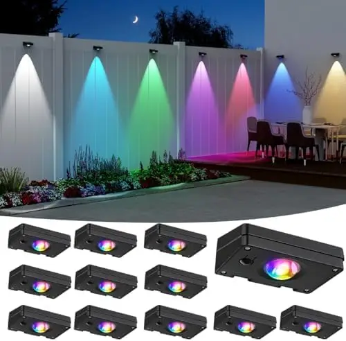 Солнечный светодиодный настенный светильник, RGB-светильник с изменением цвета, водонепроницаемый, для наружного освещения садовых дорожек, патио, заборов, 10 режимов, автоматическое включение/выключение
Солнечный светодиодный настенный светильник, RGB-светильник с изменением цвета, водонепроницаемый, для наружного освещения садовых дорожек, патио, заборов, 10 режимов, автоматическое включение/выключение