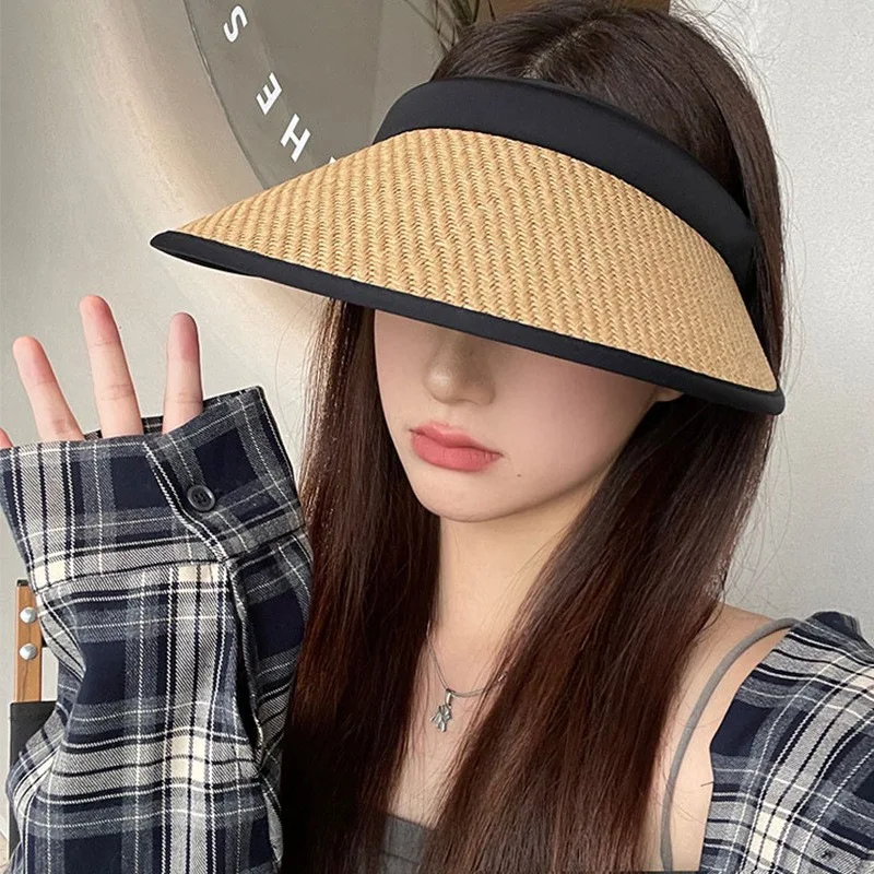 New straw women's summer visor cap Korean style2024sun fashion headband sun protection hat
New straw women's summer visor cap Korean style2024sun fashion headband sun protection hat