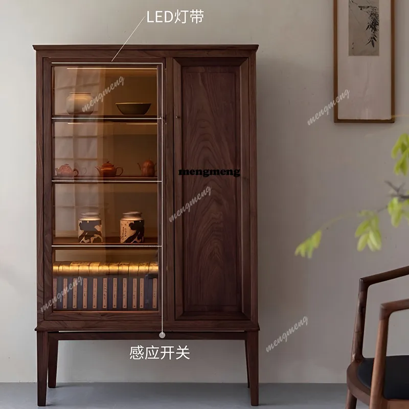 North American black walnut new Chinese wine cabinet dining side cabinet all solid wood living room light luxury glass cabinet
North American black walnut new Chinese wine cabinet dining side cabinet all solid wood living room light luxury glass cabinet