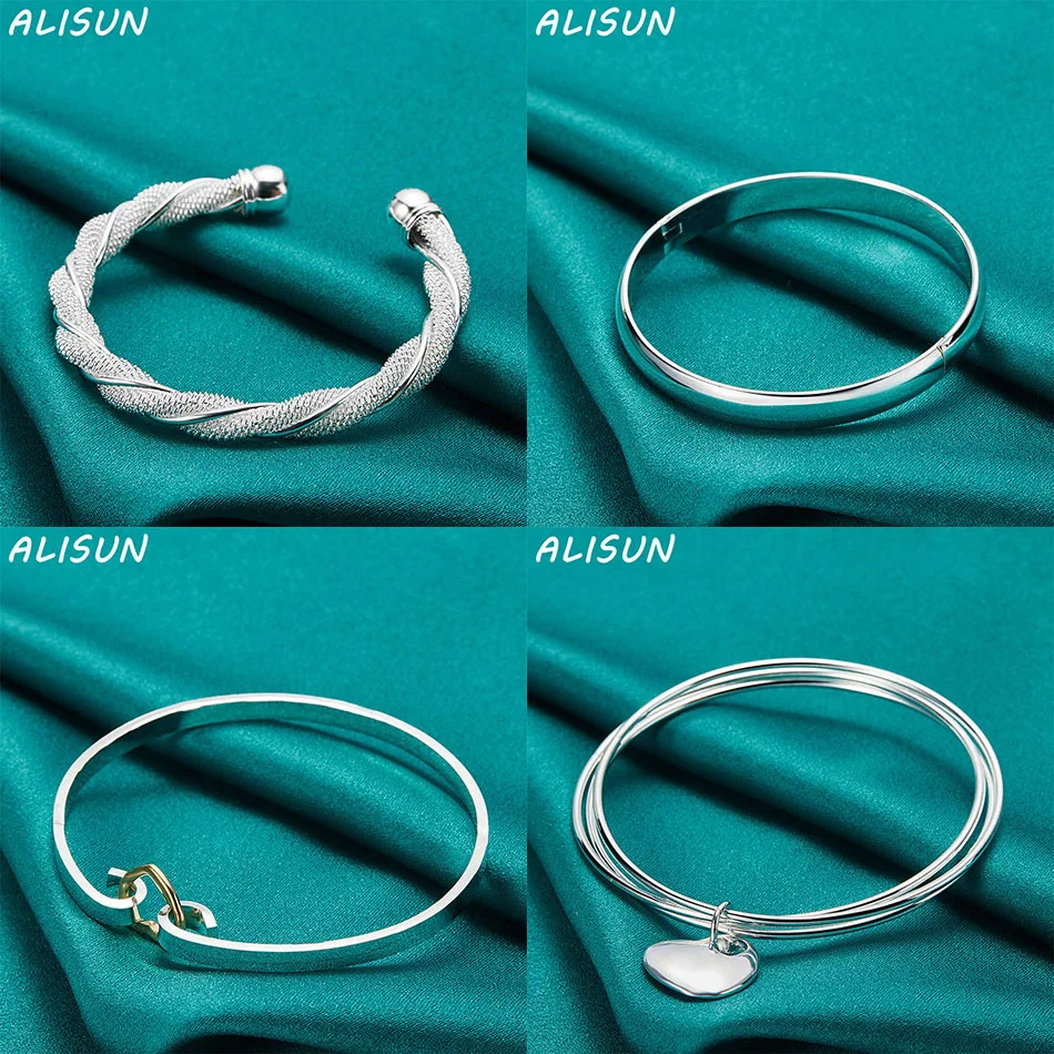 ALISUN 925 Sterling Silver Bangle Geometric Bracelet For Women Fashion Jewelry Charm Grace Noble Wedding Accessories
ALISUN 925 Sterling Silver Bangle Geometric Bracelet For Women Fashion Jewelry Charm Grace Noble Wedding Accessories